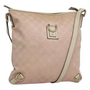 GUCCI GG Canvas Shoulder Bag Gold Pink
